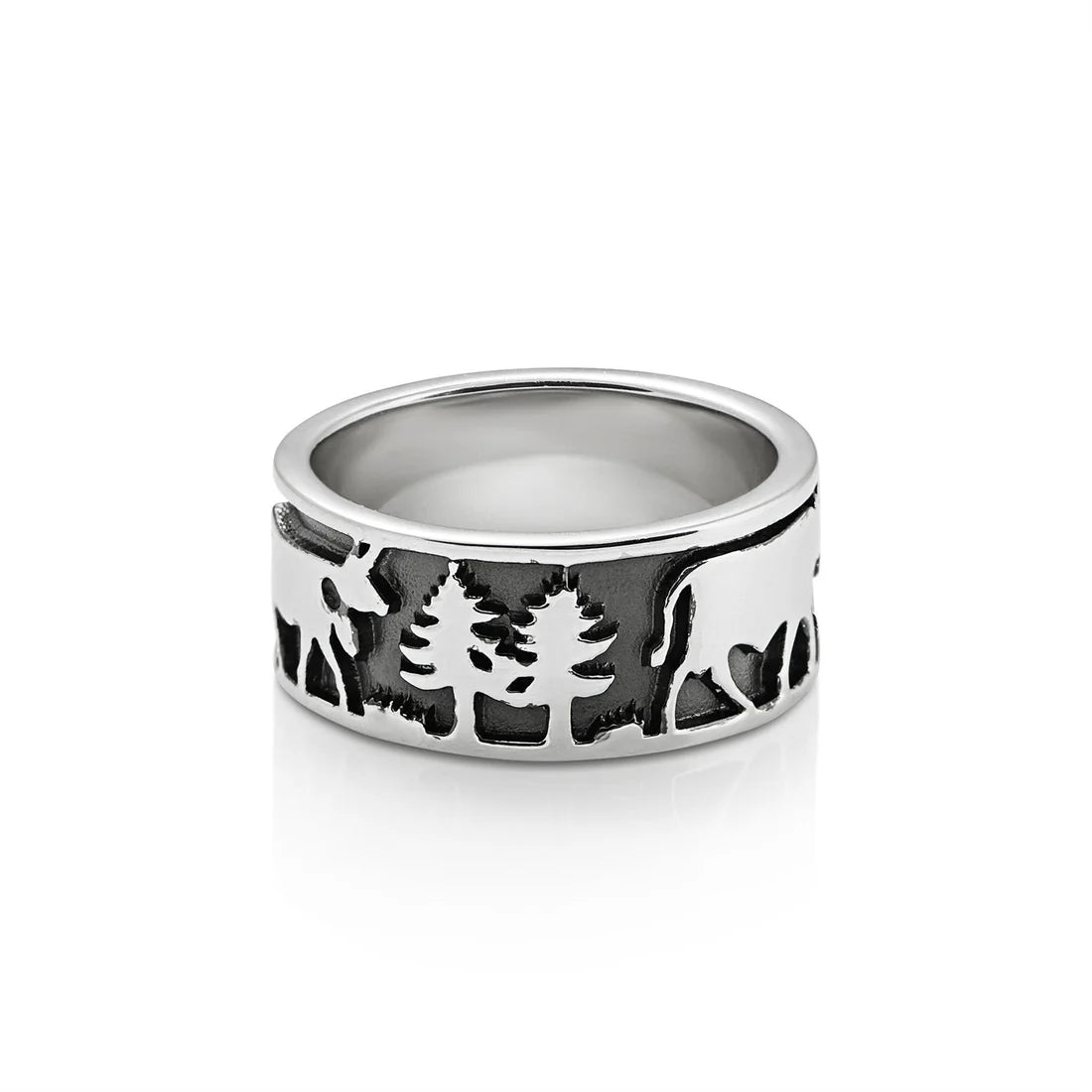 Sterlingsilber Edelweiss Ring mit Senn und Kühen R-7000-1