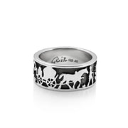 Sterlingsilber Edelweiss Ring mit Käser und seinen Kühen R-7001-1