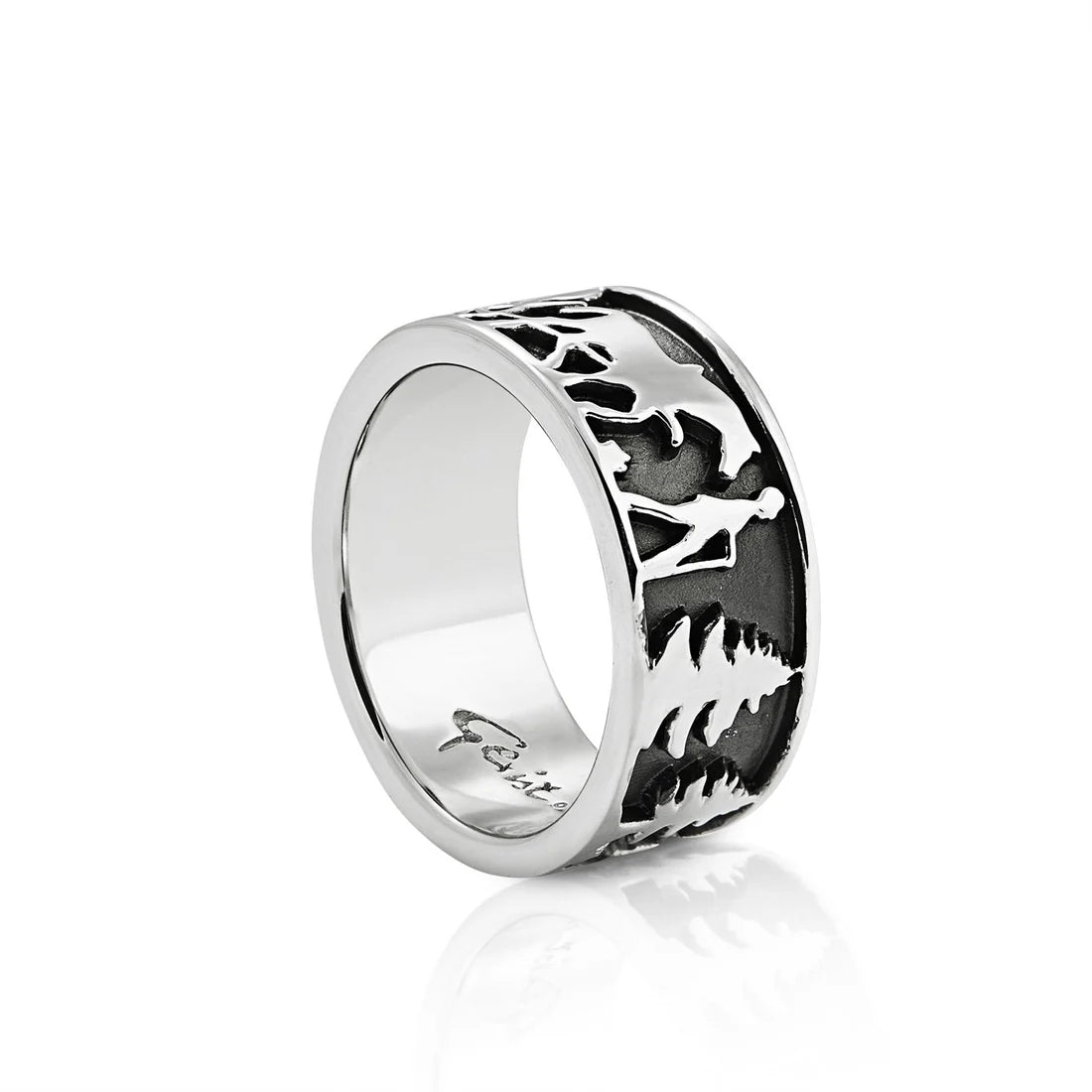 Sterlingsilber Edelweiss Ring mit Käser und seinen Kühen R-7001-1
