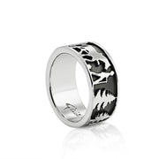 Sterlingsilber Edelweiss Ring mit Käser und seinen Kühen R-7001-1