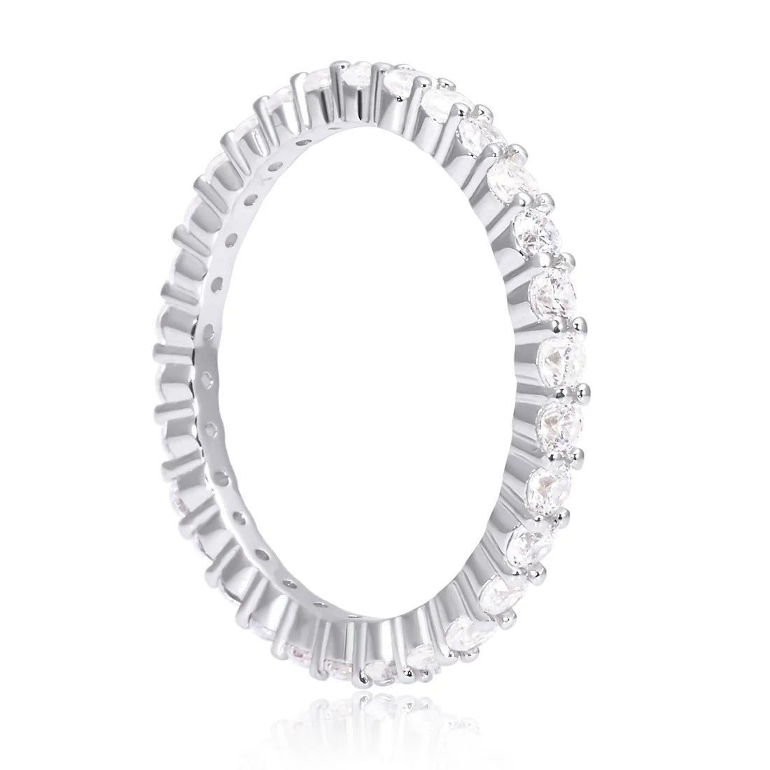 Sterlingsilber Ring Eternity mit Zirkonia, die auf Krappen rund um den Ring montiert sind R-4426-56