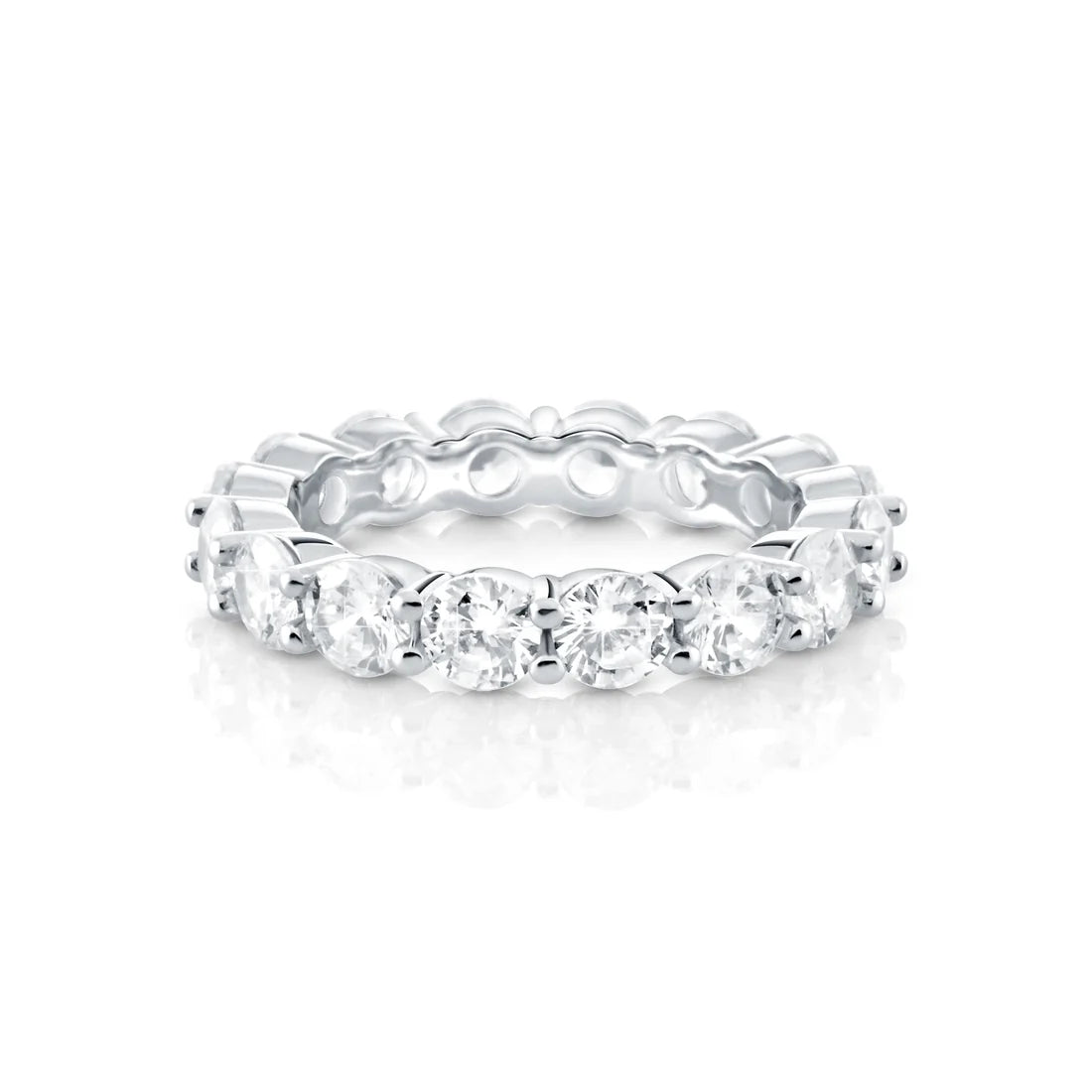 Sterling Silber Ring Eternity mit Krappenfassung Zirkonen rund um den Ring R-4427
