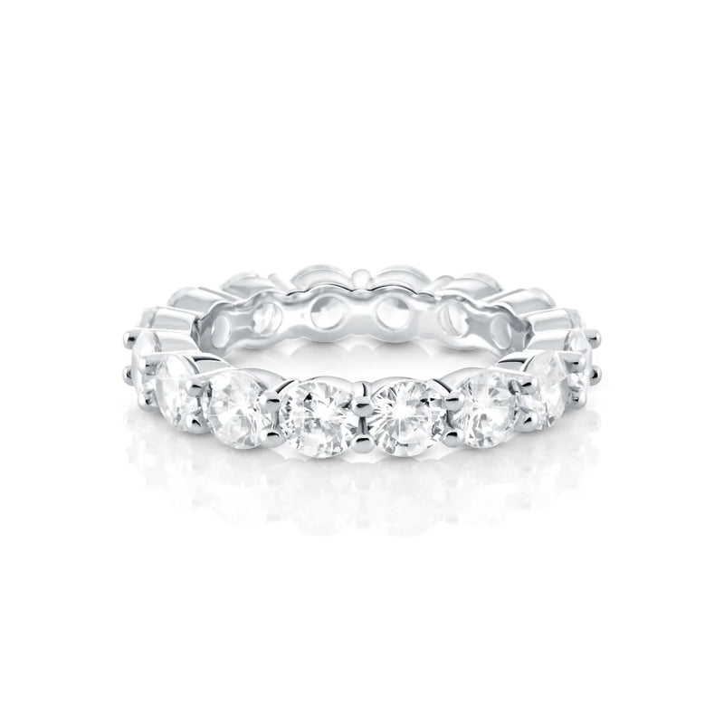Sterling Silber Ring Eternity mit Krappenfassung Zirkonen rund um den Ring R-4427