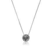 Sterlingsilber Halskette und bombiertes Profil Anhänger mit Edelweiss Motiv N-7007