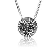 Sterlingsilber Halskette und bombiertes Profil Anhänger mit Edelweiss Motiv N-7007