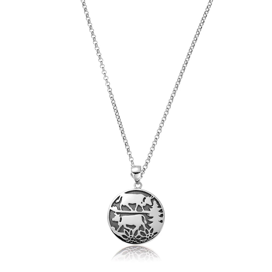 Sterlingsilber Halskette und bombiertes Profil Anhänger mit Poya Motiv N-7003