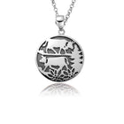 Sterlingsilber Halskette und bombiertes Profil Anhänger mit Poya Motiv N-7003