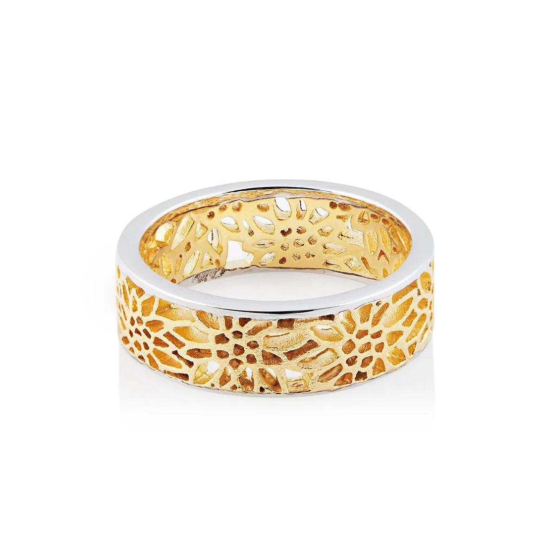 Feiner Ring aus Sterlingsilber mit filigranen Bicolor Edelweißen RG-8006
