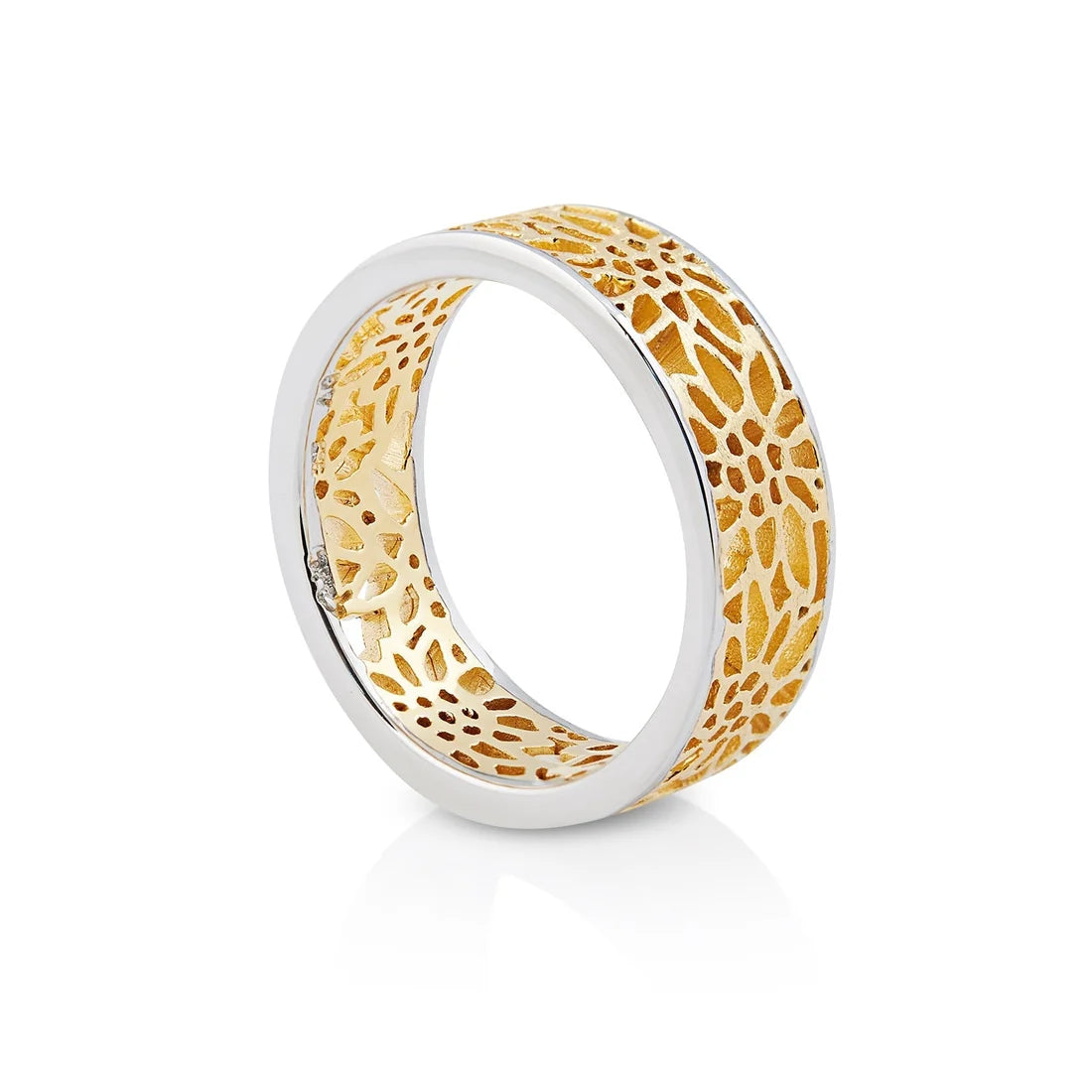 Feiner Ring aus Sterlingsilber mit filigranen Bicolor Edelweißen RG-8006