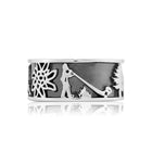 Sterlingsilber Ring mit Steinbock, Matterhorn, Edelweiß und Alphorn R-7002-1