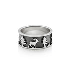 Sterlingsilber Ring mit Steinbock, Matterhorn, Edelweiß und Alphorn R-7002-1