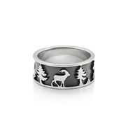 Sterlingsilber Ring mit Steinbock, Matterhorn, Edelweiß und Alphorn R-7002-1