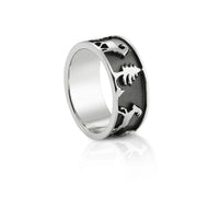 Sterlingsilber Ring mit Steinbock, Matterhorn, Edelweiß und Alphorn R-7002-1
