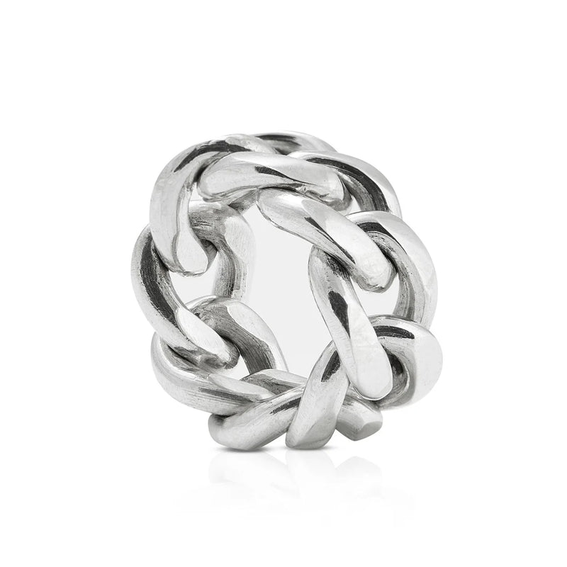 Ring aus Sterlingsilber mit massiver Kette R-148