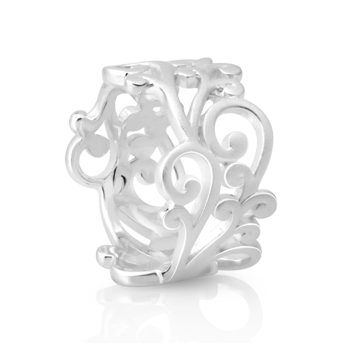 Ring aus Sterling Silber mit satiniertem Finish und modernem Wasserzeichen 20-1068