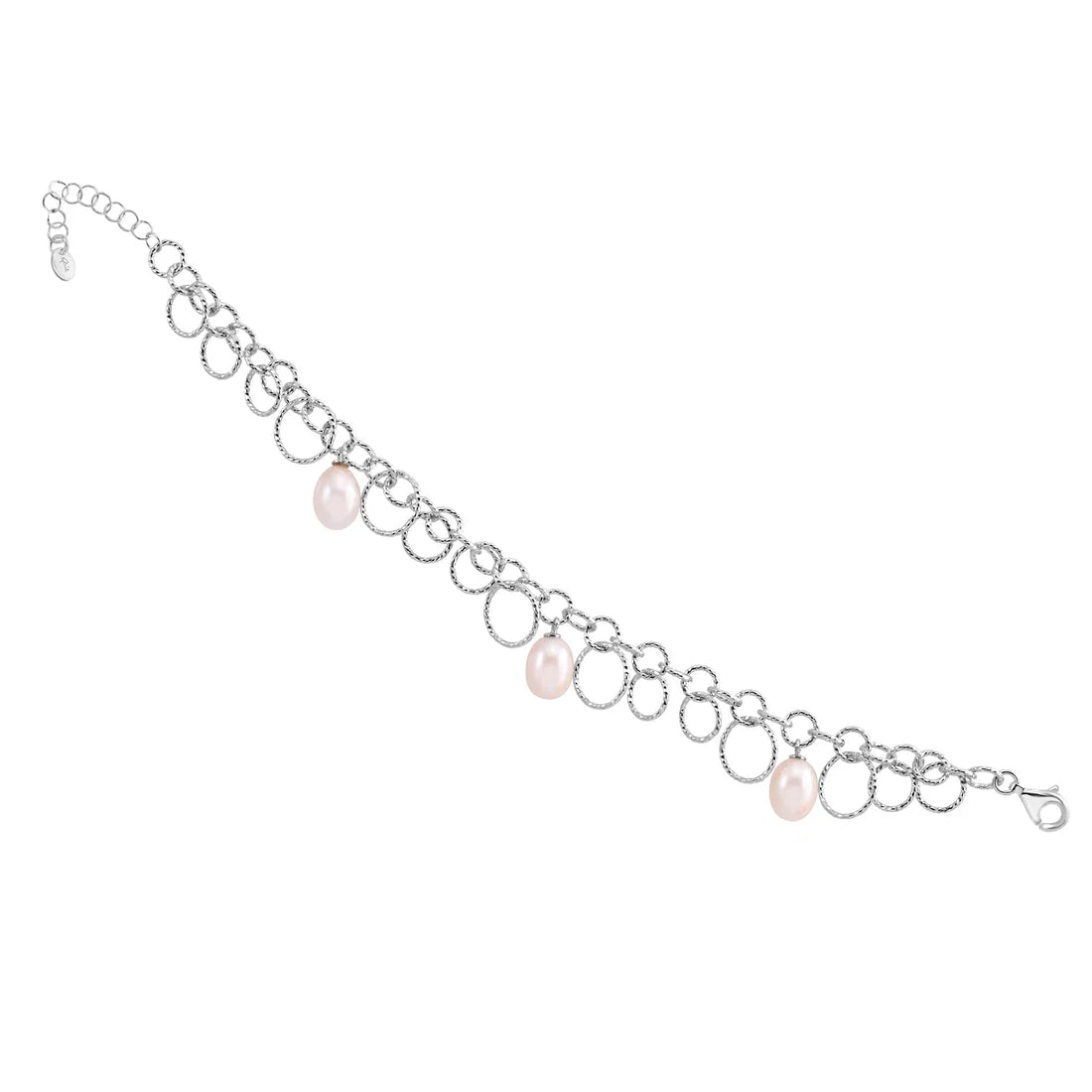 Armband aus rhodiniertem Sterlingsilber mit glänzender und facettierter Oberfläche B-4625