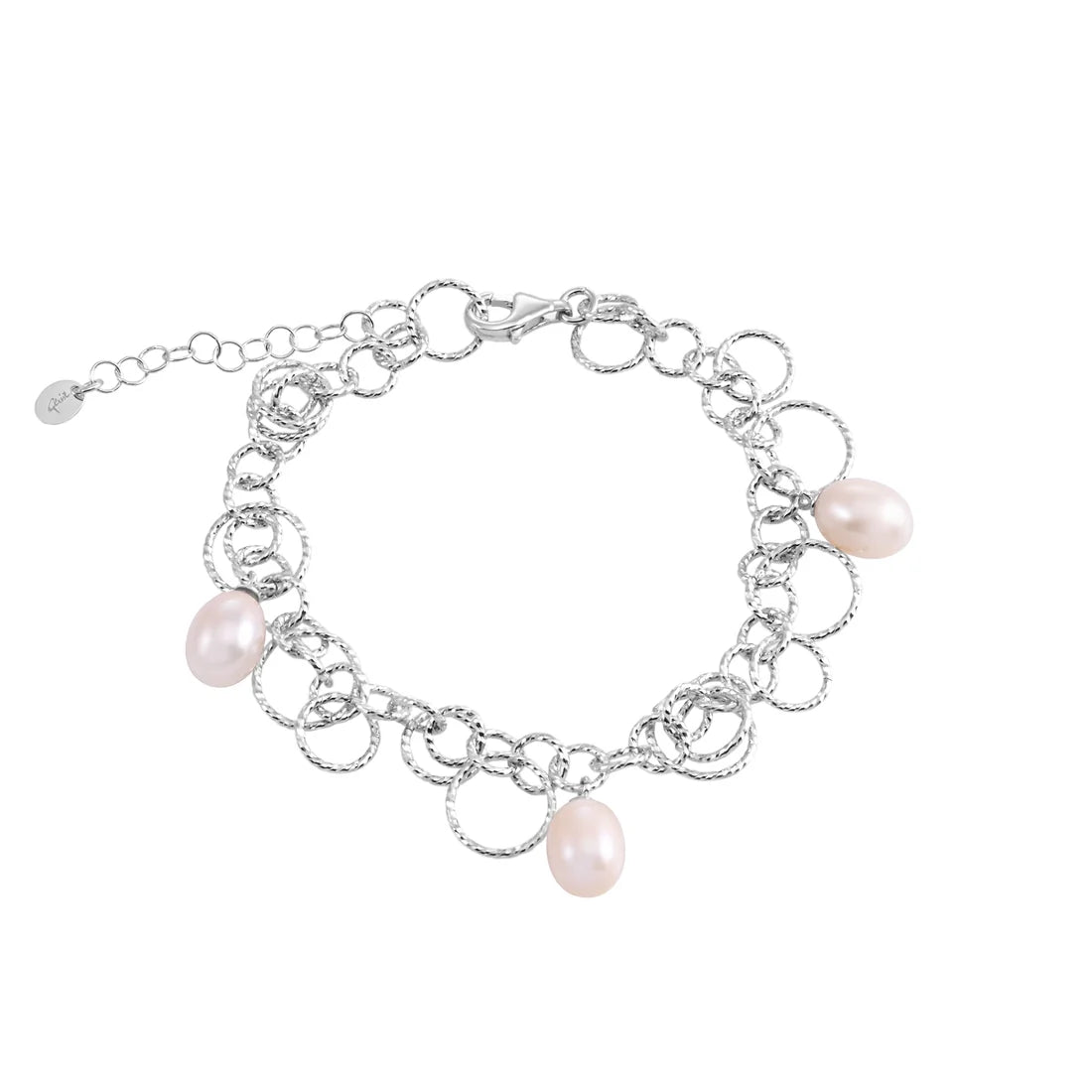 Armband aus rhodiniertem Sterlingsilber mit glänzender und facettierter Oberfläche B-4625