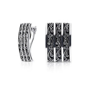 Ohrringe mit Clip aus Sterlingsilber in Form eines leicht gebogenen Rechtecks E-2636