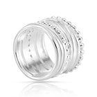Ring aus Sterlingsilber mit zwei ineinander verschlungenen Ringen, bestehend aus kleinen Kugeln mit satinierter und glänzender Oberfläche 20-1006
