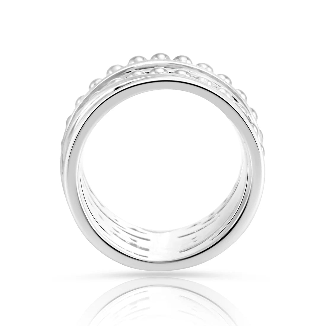 Ring aus Sterlingsilber mit zwei ineinander verschlungenen Ringen, bestehend aus kleinen Kugeln mit satinierter und glänzender Oberfläche 20-1006-52