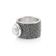 Ring aus Sterlingsilber im Jawan-Stil mit einer runden Süßwasserperle (10 mm) R-3884