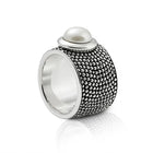 Ring aus Sterlingsilber im Jawan-Stil mit einer runden Süßwasserperle (10 mm) R-3884