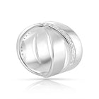 Ring aus Sterlingsilber mit zwei gekreuzten Bändern im X-Design, glänzende Oberfläche, verziert mit weißen Zirkonia und einem satinierten Band 20-1007