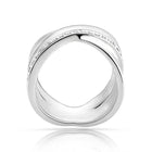 Ring aus Sterlingsilber mit zwei gekreuzten Bändern im X-Design, glänzende Oberfläche, verziert mit weißen Zirkonia und einem satinierten Band 20-1007