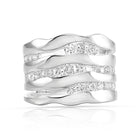 Ring aus Sterlingsilber mit glänzender Oberfläche, mehrreihiges Wellenmuster, dazwischen funkelnde weiße Zirkonia 20-1019