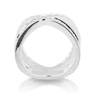 Ring aus Sterlingsilber, X-förmig mit weißen 3mm Zirkonia 20-1028