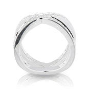 Ring aus Sterlingsilber, X-förmig mit weißen 3mm Zirkonia 20-1028