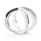 Ring aus Sterlingsilber, X-förmig mit weißen 3mm Zirkonia 20-1028