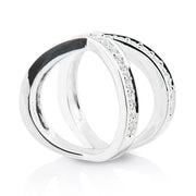 Ring aus Sterlingsilber, X-förmig mit weißen 3mm Zirkonia 20-1028