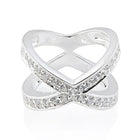 Ring aus Sterlingsilber, X-förmig mit weißen 3mm Zirkonia 20-1028