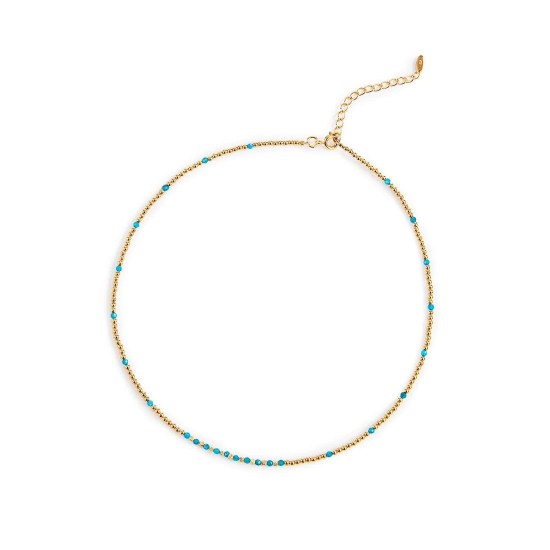 Halskette aus vergoldetem Sterlingsilber mit facettierten Perlen aus blauem/gelbem Opal NE-10040GP