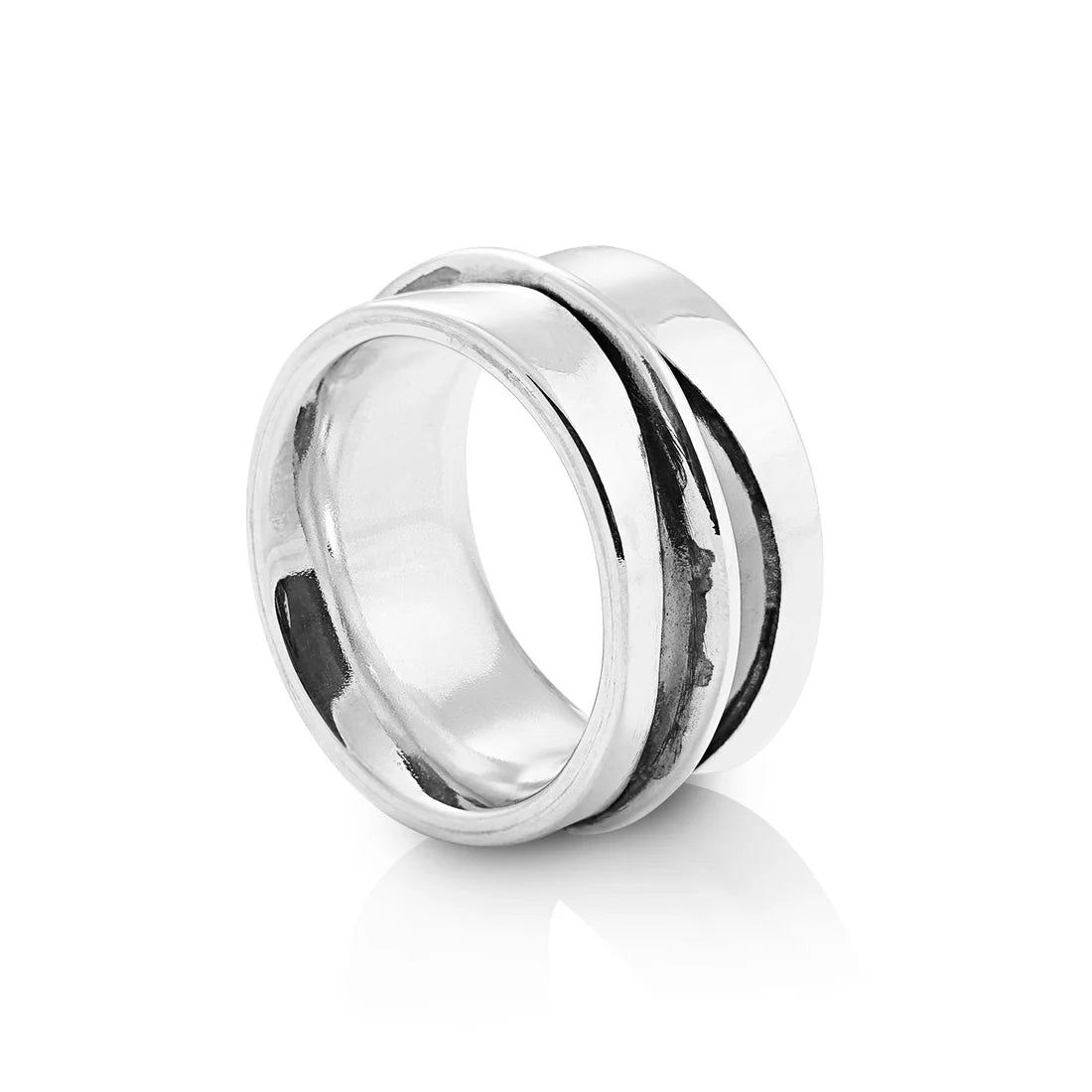 Ring aus Sterlingsilber Aqualin mit poliertem und oxidiertem Finish RA-221.1-M-52