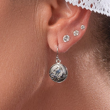 Sterlingsilber bombiertes Profil Ohrring mit Matterhorn und Edelweiss Motiv E-7010