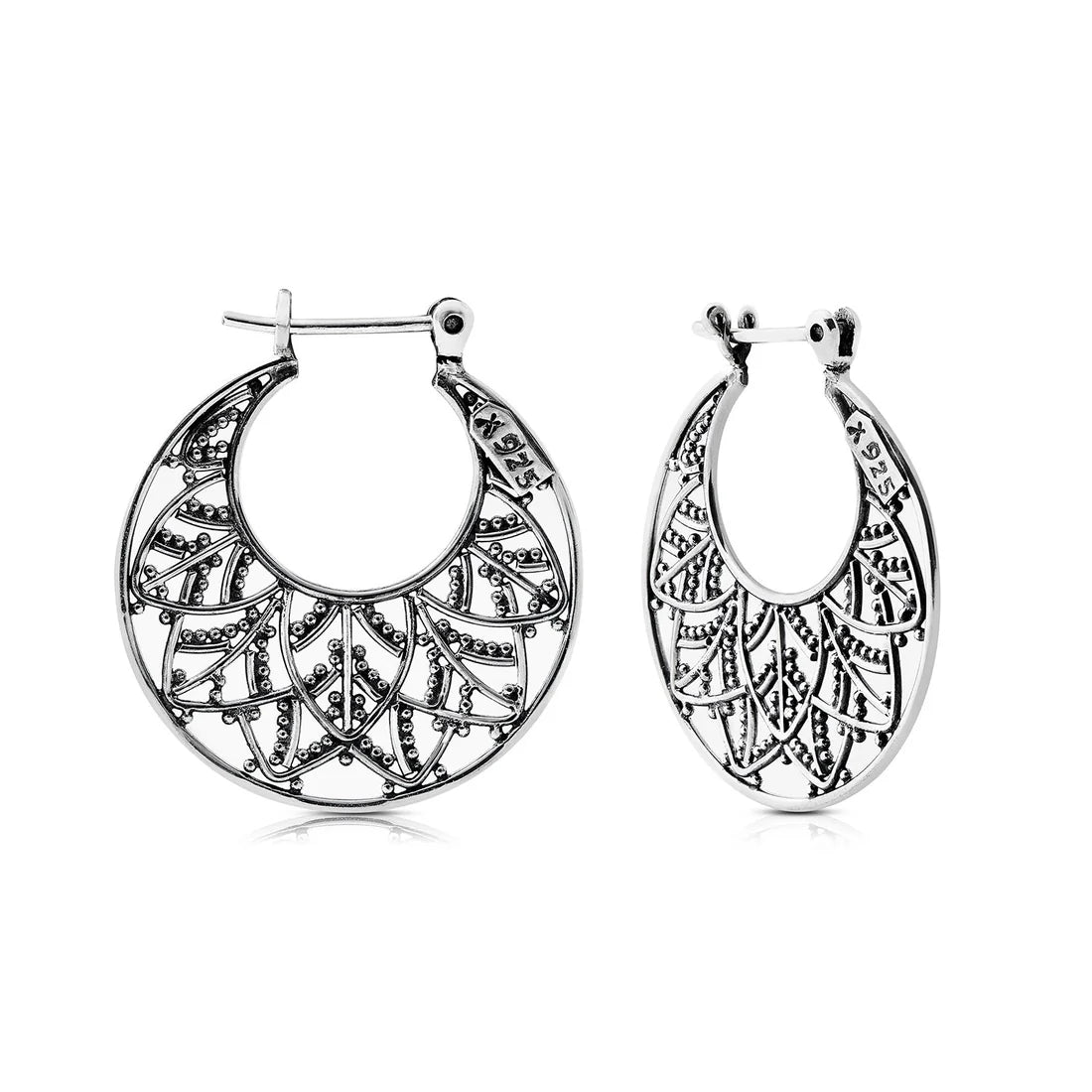Ohrringe aus Sterlingsilber im orientalischen Ethno-Stil mit einem Hauch von Oxidation E-2263
