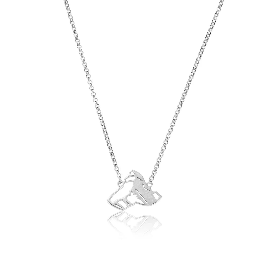 Sterlingsilber Halskette und bombiertes Profil Anhänger mit Matterhorn Motiv N-7013