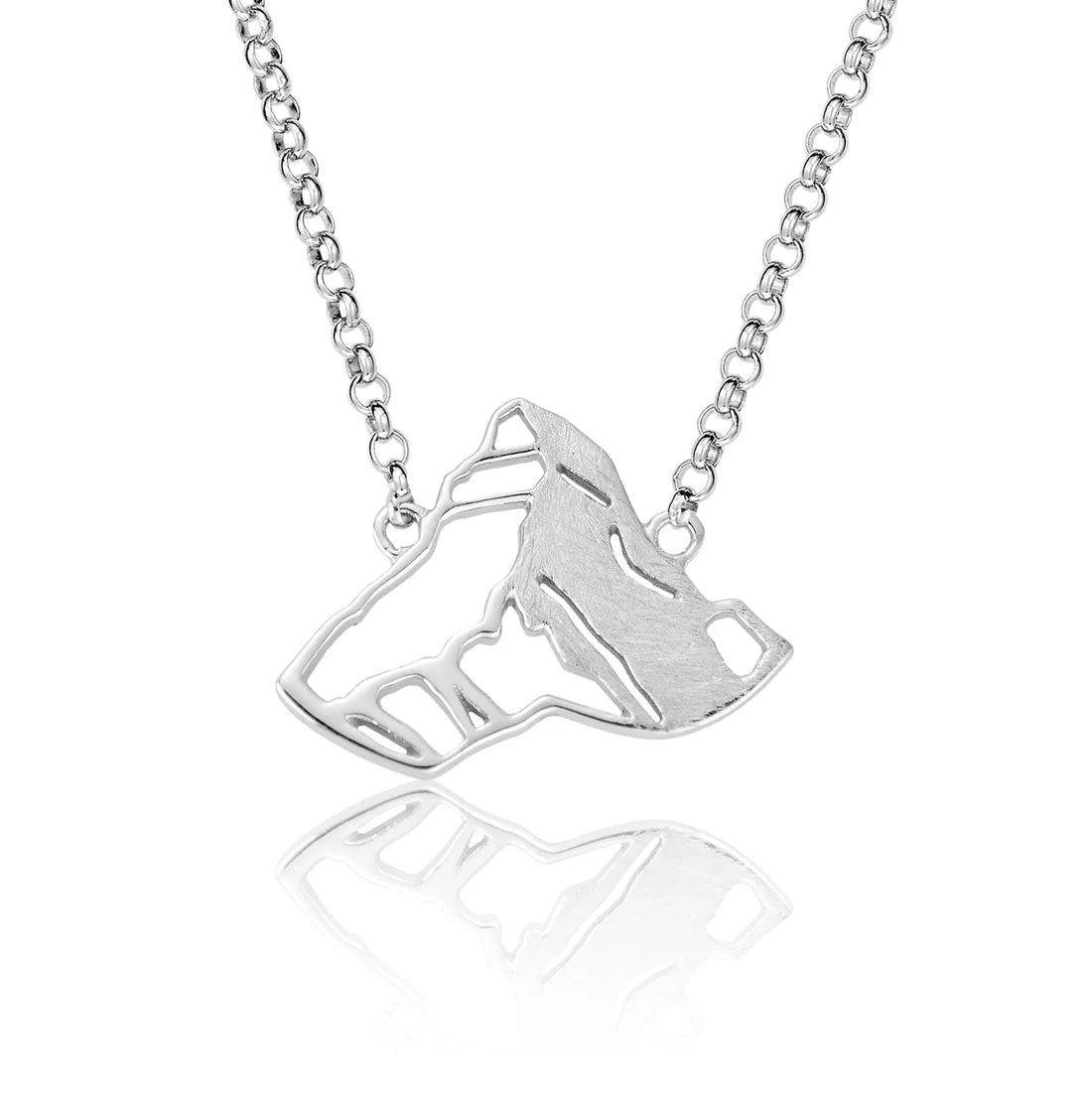 Sterlingsilber Halskette und bombiertes Profil Anhänger mit Matterhorn Motiv N-7013