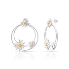 Sterlingsilber Ohrringe mit drei Bicolor satinierten Edelweißen NG-7027