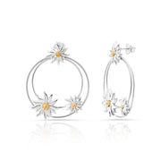 Sterlingsilber Ohrringe mit drei Bicolor satinierten Edelweißen NG-7027