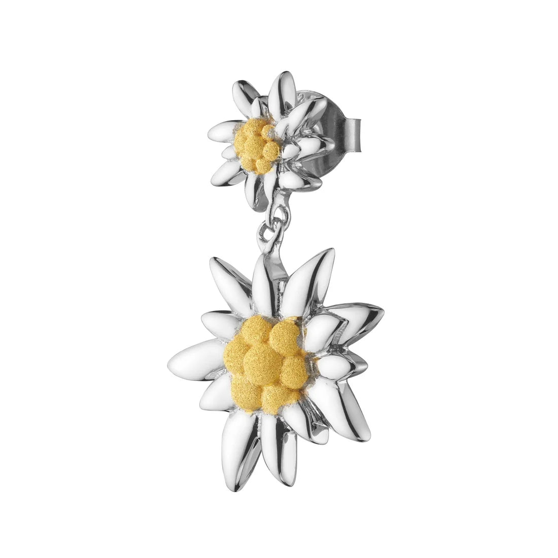 Sterlingsilber Hängeohrring mit Bicolor Edelweiss glänzend EG-7014