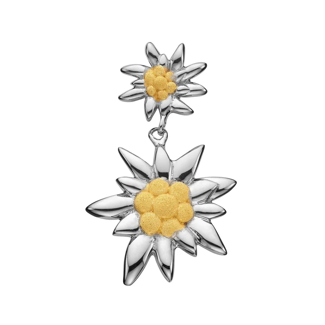 Sterlingsilber Hängeohrring mit Bicolor Edelweiss glänzend EG-7014