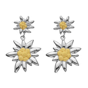 Sterlingsilber Hängeohrring mit Bicolor Edelweiss glänzend EG-7014