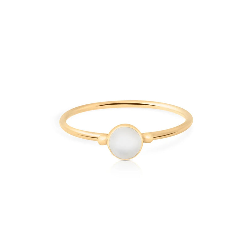 Ring aus vergoldetem Sterlingsilber mit weißem Perlmutt RI-10023GP