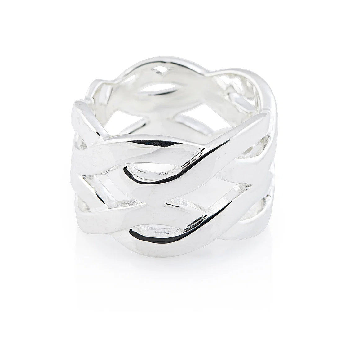 Ring aus Sterlingsilber mit verschlungenen Fäden in Maschenoptik 20-1026-52