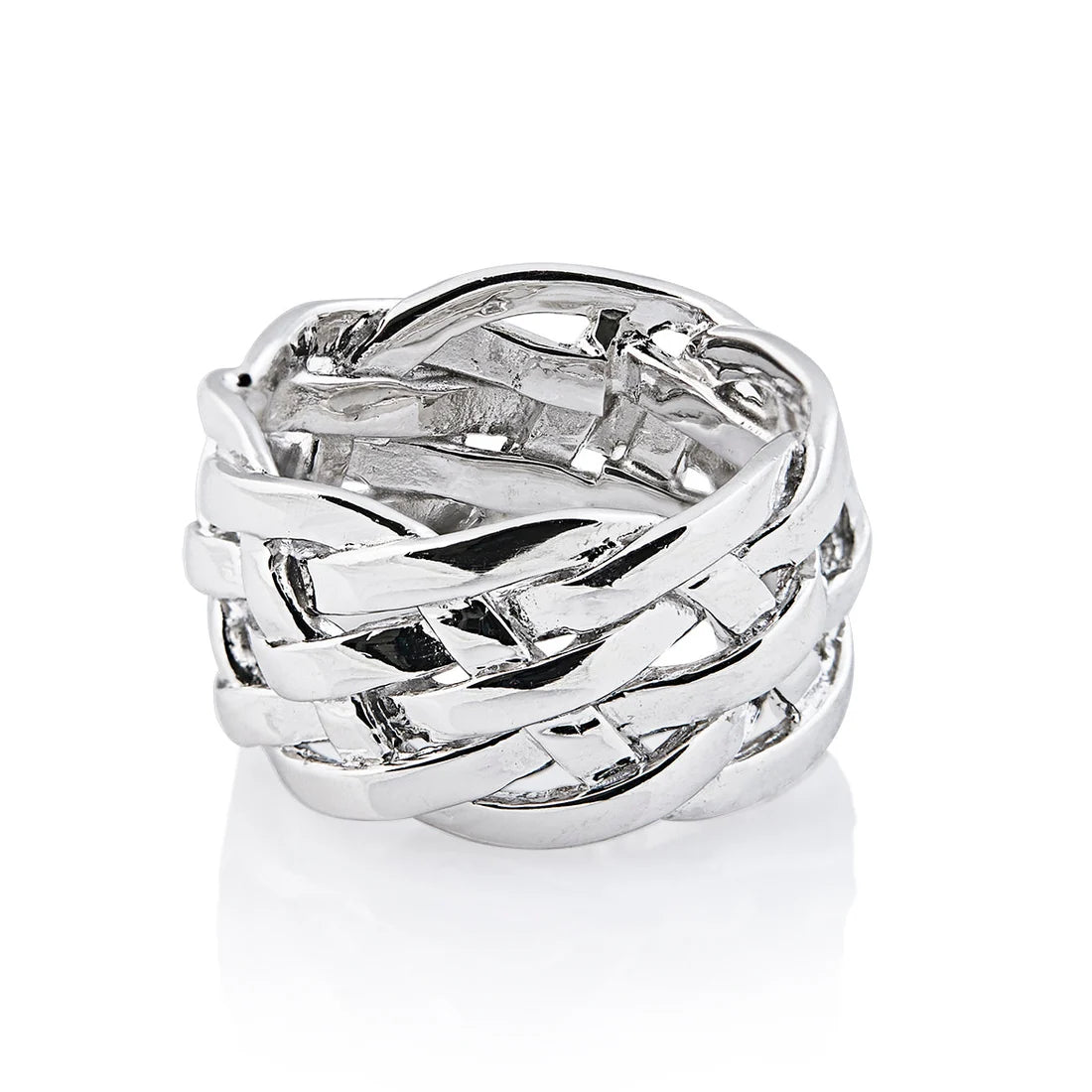 Ring aus Sterlingsilber mit verschlungenen Fäden in Maschenoptik 20-1029