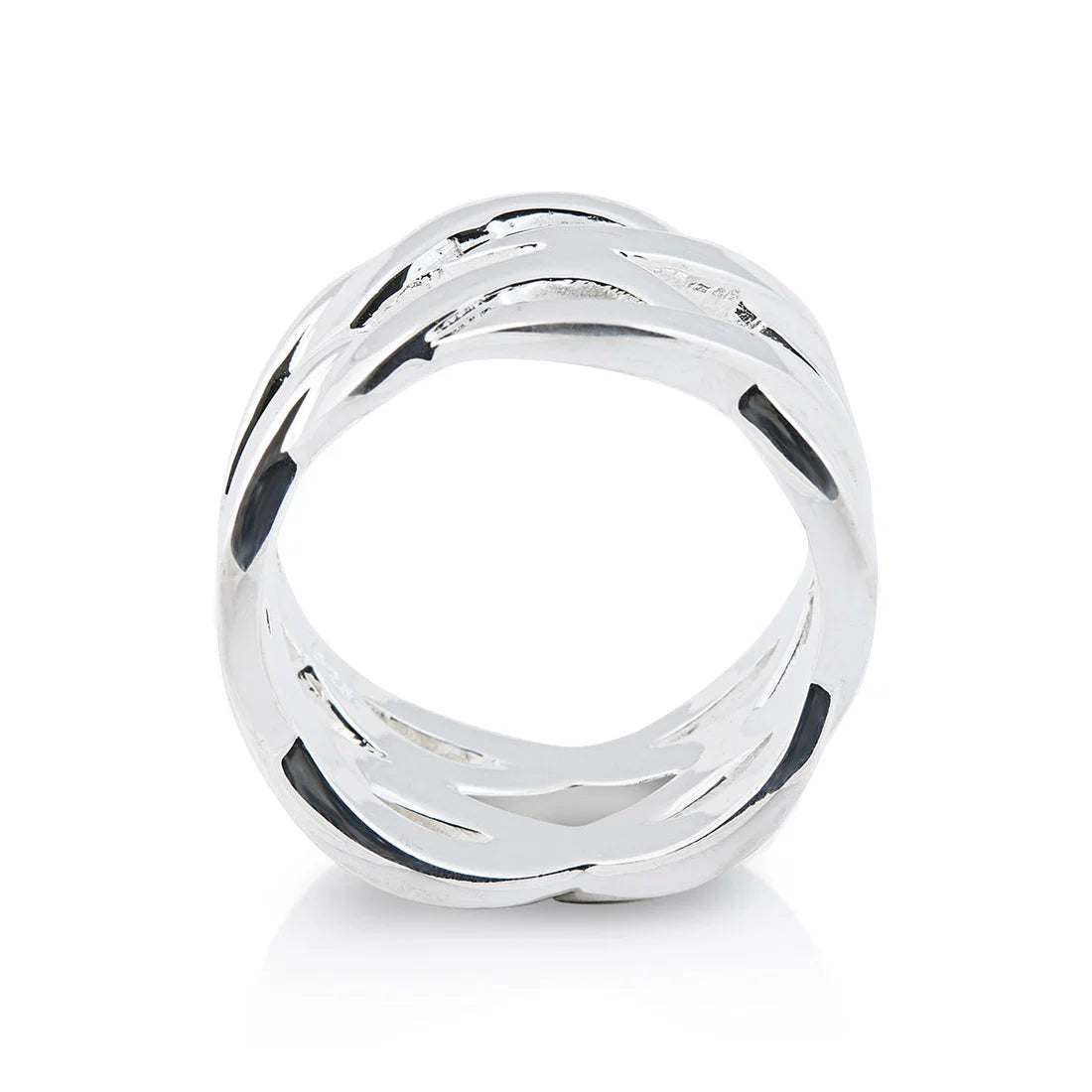 Ring aus Sterlingsilber mit verschlungenen Fäden in Maschenoptik 20-1026-52