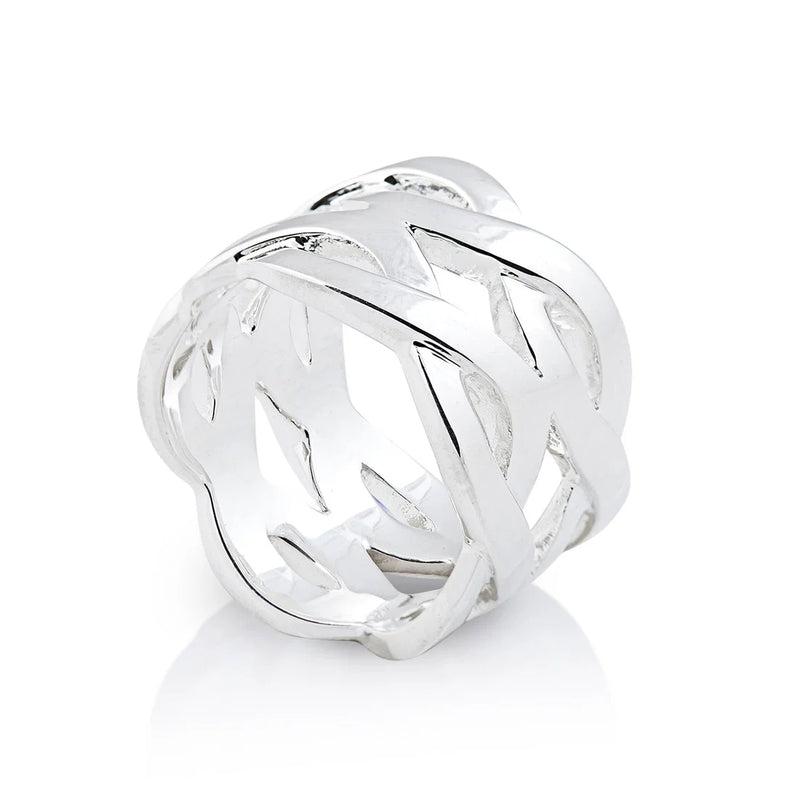 Ring aus Sterlingsilber mit verschlungenen Fäden in Maschenoptik 20-1026